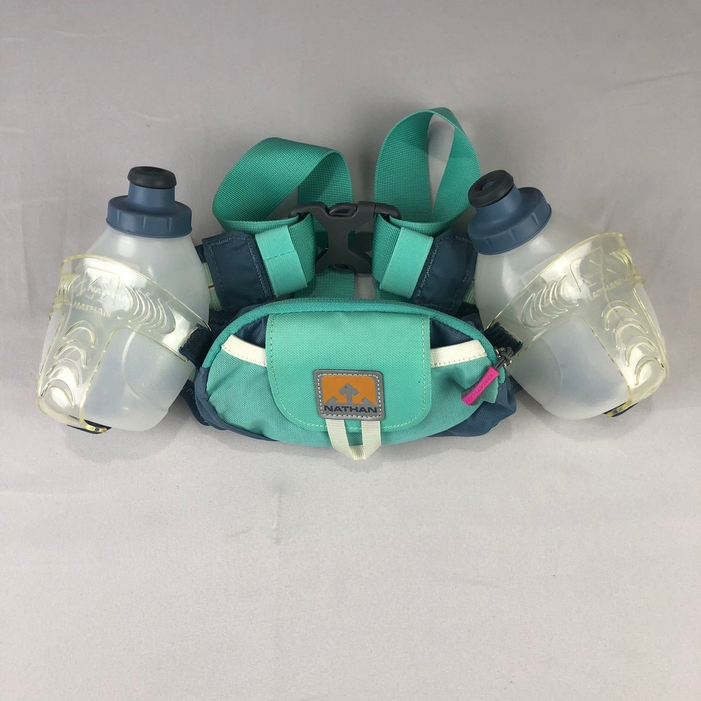 Nathan Fanny Pack Hydration Belt Double 2-9oz Water Bottle Holder Running Hiking